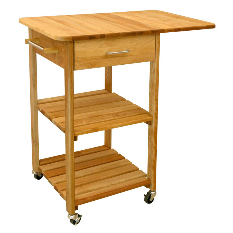 Winston Porter Nedmond 32.75'' Wide Rolling Kitchen Cart with Solid Wood Top & Reviews Wayfair